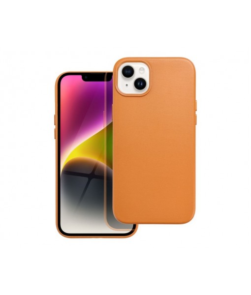 Husa iPhone 14 Plus, din Piele cu functie Magsafe, Orange